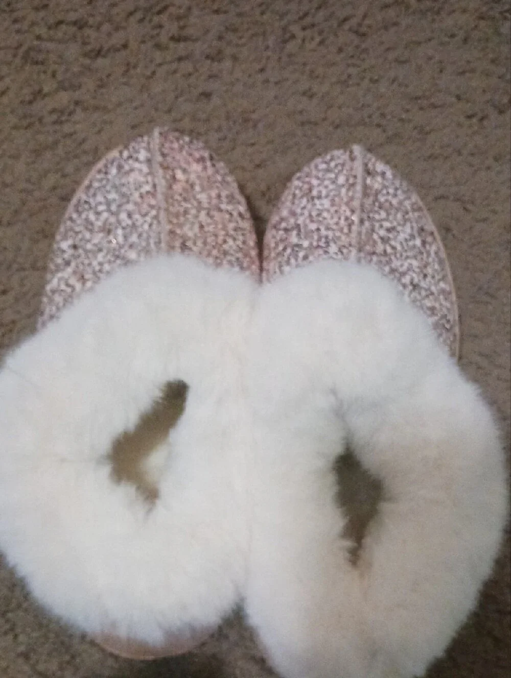 Sparkling Pink Sequin Fur-Lined Shoes
